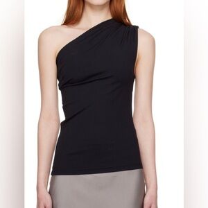 Anine Bing Black One-Shoulder Ribbed Tank